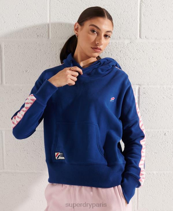 Superdry femmes sweat à capuche court à bande logo code D64Z6000 vêtements marine