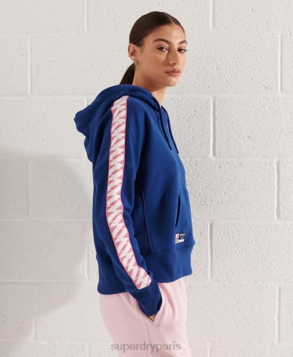 Superdry femmes sweat à capuche court à bande logo code D64Z6000 vêtements marine