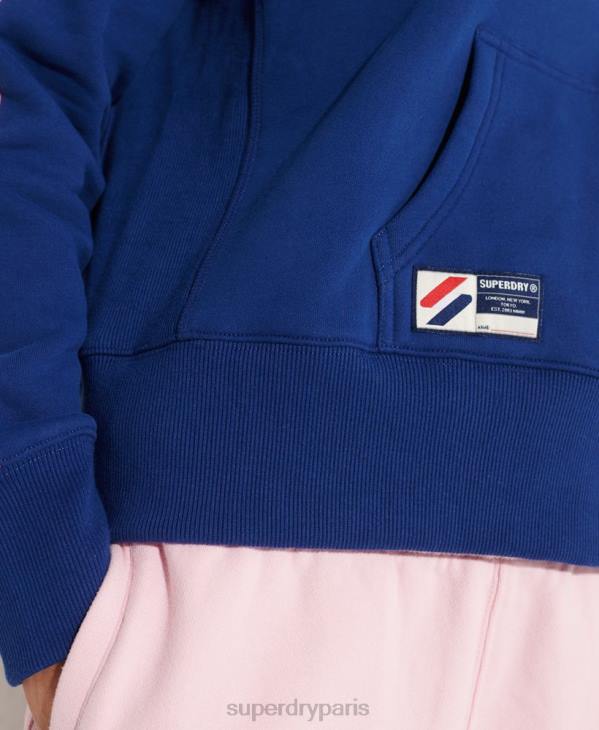 Superdry femmes sweat à capuche court à bande logo code D64Z6000 vêtements marine