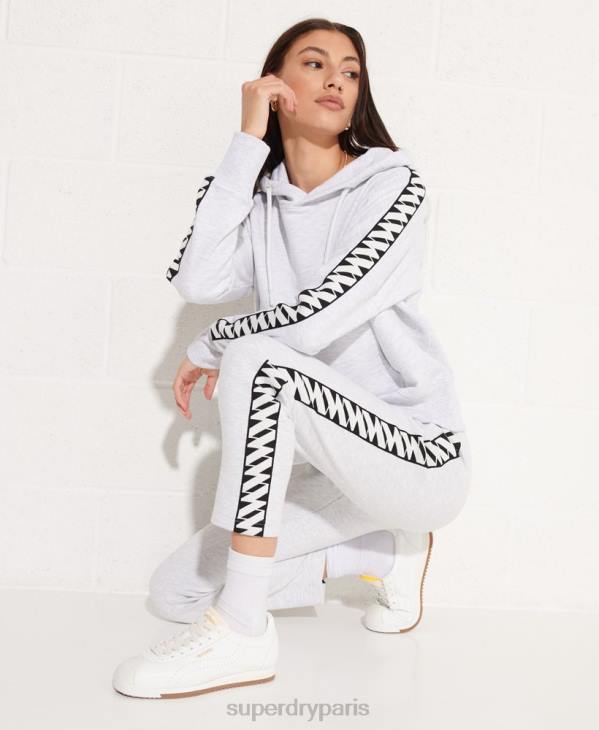 Superdry femmes sweat à capuche court à bande logo code D64Z6147 vêtements gris clair