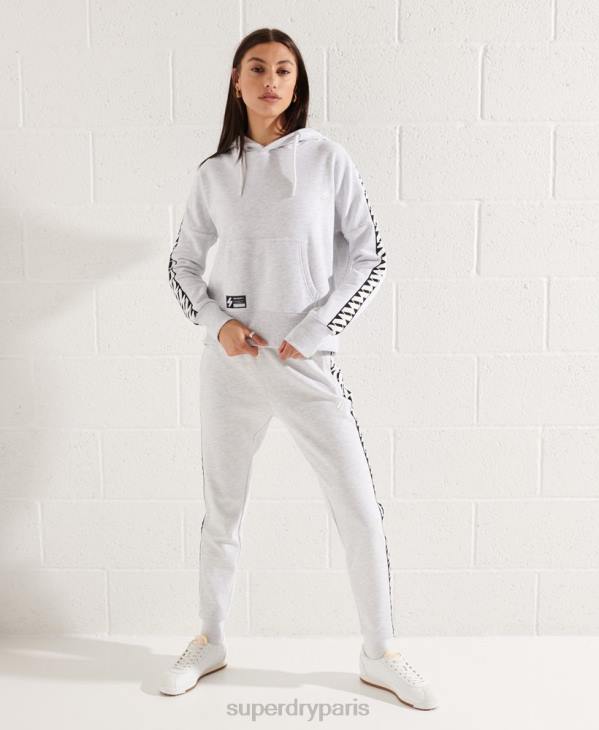 Superdry femmes sweat à capuche court à bande logo code D64Z6147 vêtements gris clair