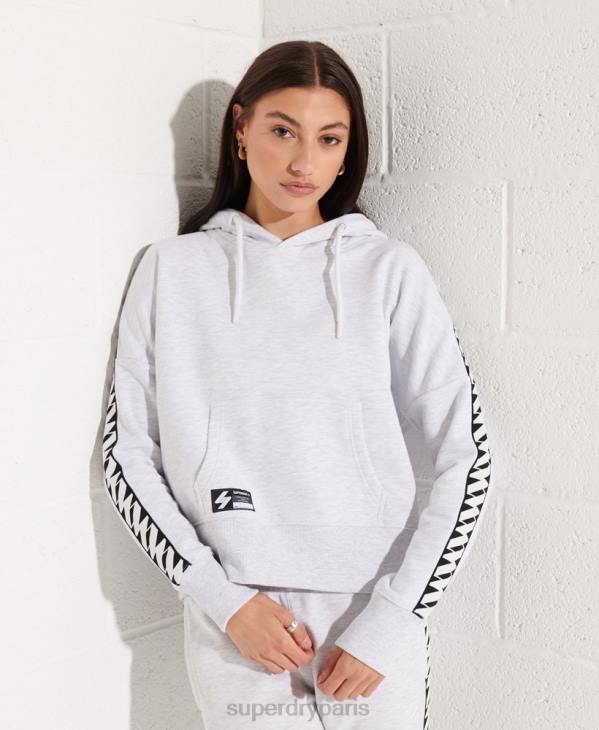 Superdry femmes sweat à capuche court à bande logo code D64Z6147 vêtements gris clair