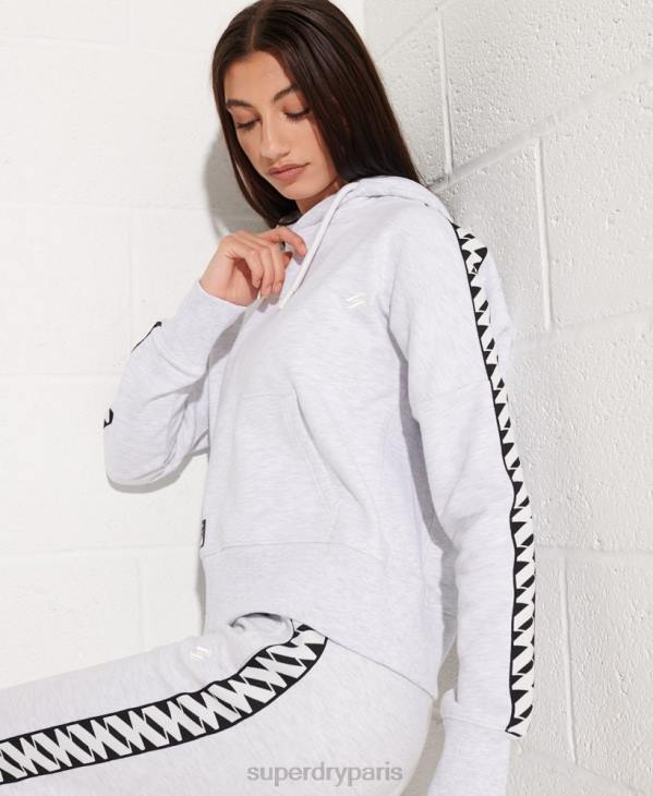 Superdry femmes sweat à capuche court à bande logo code D64Z6147 vêtements gris clair
