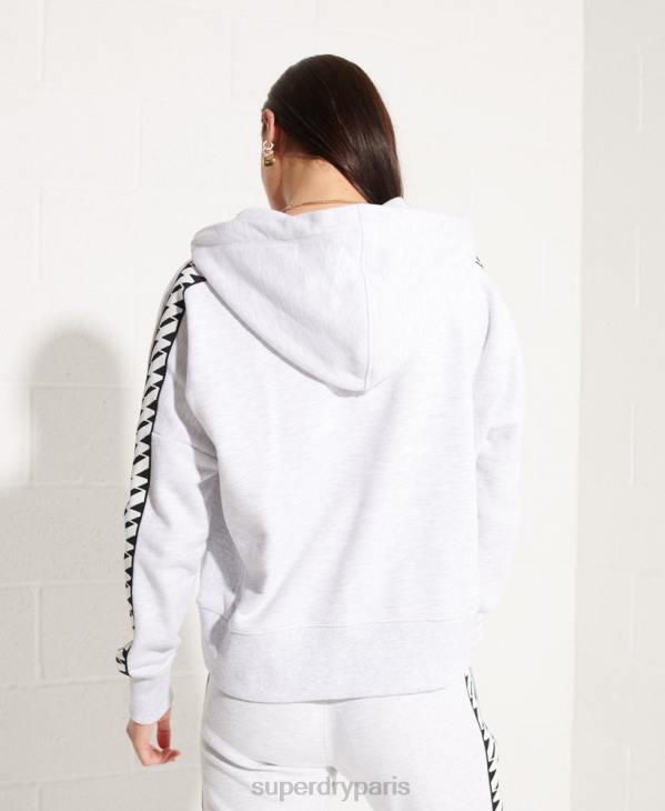 Superdry femmes sweat à capuche court à bande logo code D64Z6147 vêtements gris clair