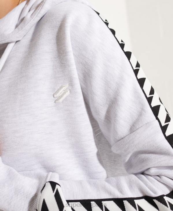 Superdry femmes sweat à capuche court à bande logo code D64Z6147 vêtements gris clair