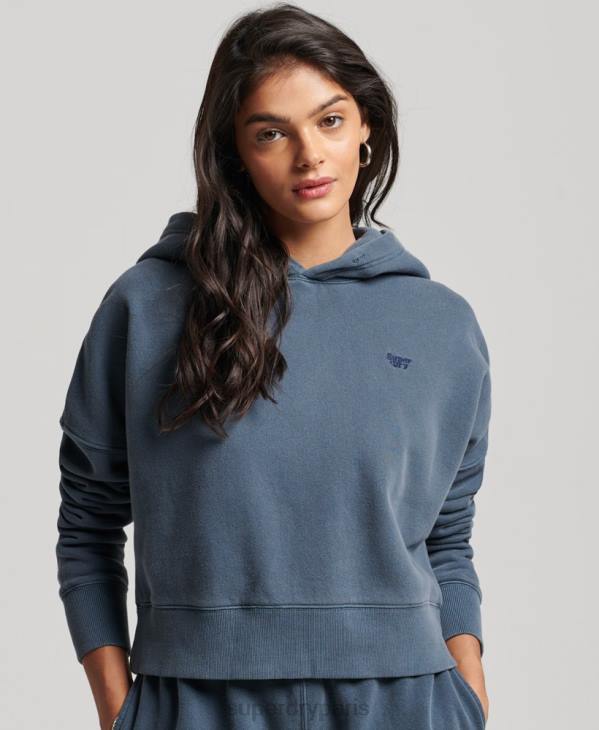 Superdry femmes sweat à capuche court délavé D64Z3311 vêtements marine