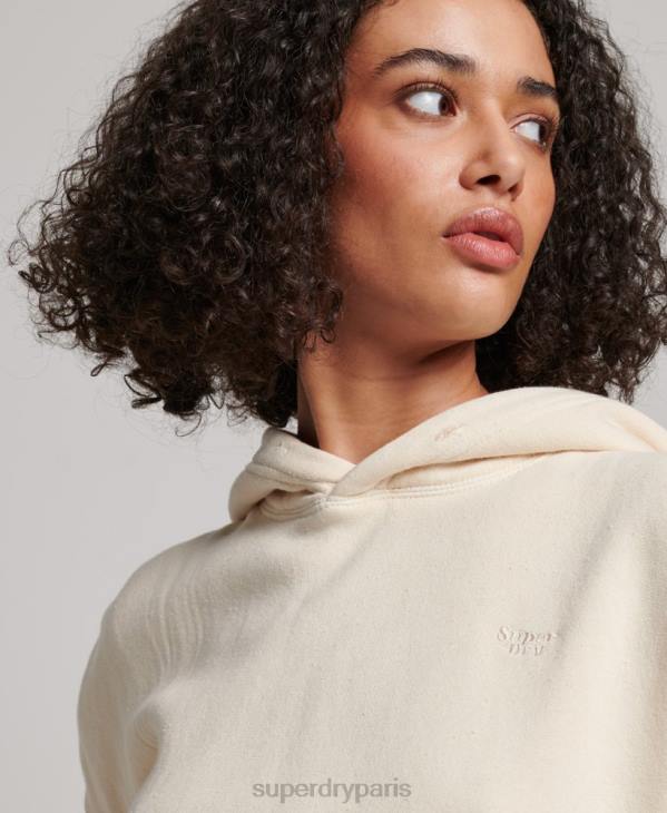 Superdry femmes sweat à capuche court délavé D64Z3352 vêtements crème