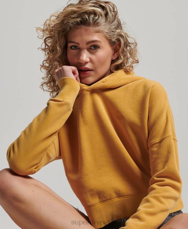 Superdry femmes sweat à capuche court délavé D64Z3411 vêtements or