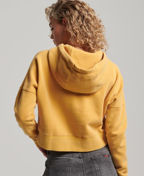 Superdry femmes sweat à capuche court délavé D64Z3411 vêtements or