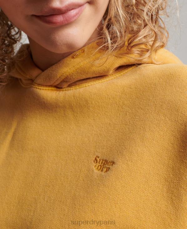 Superdry femmes sweat à capuche court délavé D64Z3411 vêtements or