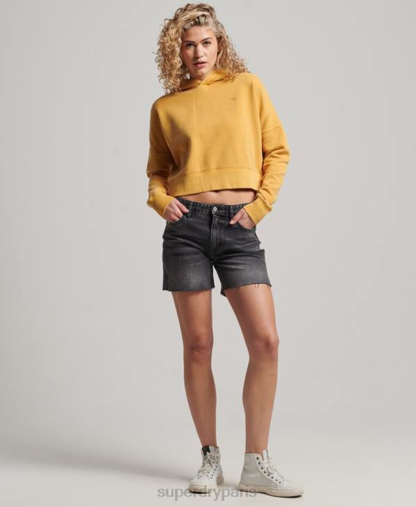 Superdry femmes sweat à capuche court délavé D64Z3411 vêtements or