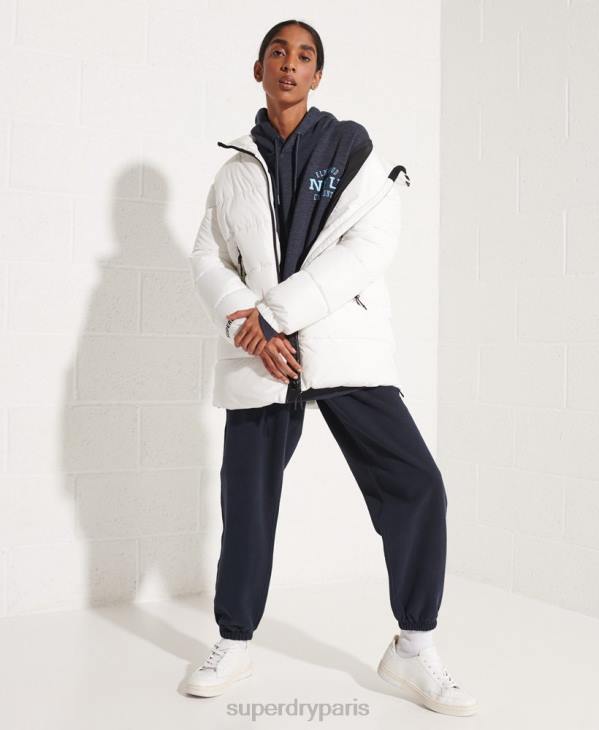 Superdry femmes sweat à capuche court graphique college D64Z5977 vêtements bleu