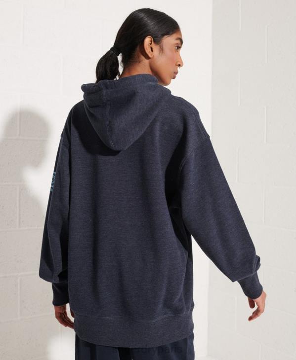 Superdry femmes sweat à capuche court graphique college D64Z5977 vêtements bleu