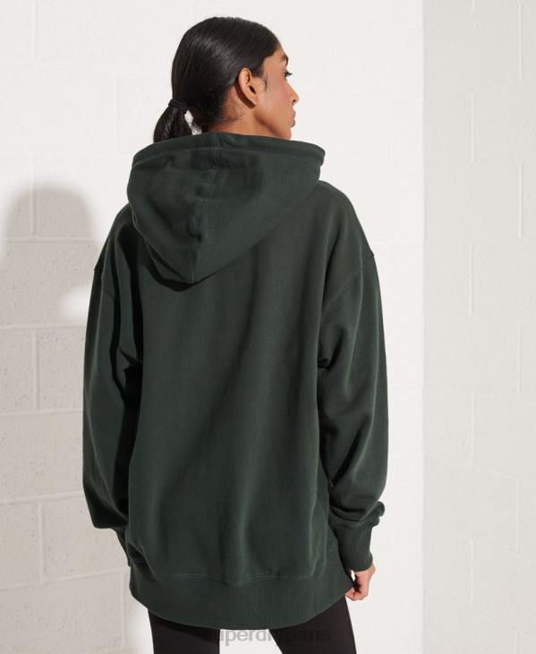 Superdry femmes sweat à capuche court graphique college D64Z6168 vêtements vert