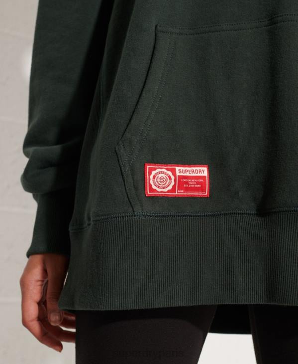 Superdry femmes sweat à capuche court graphique college D64Z6168 vêtements vert