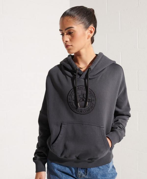 Superdry femmes sweat à capuche court graphique expedition D64Z6144 vêtements noir