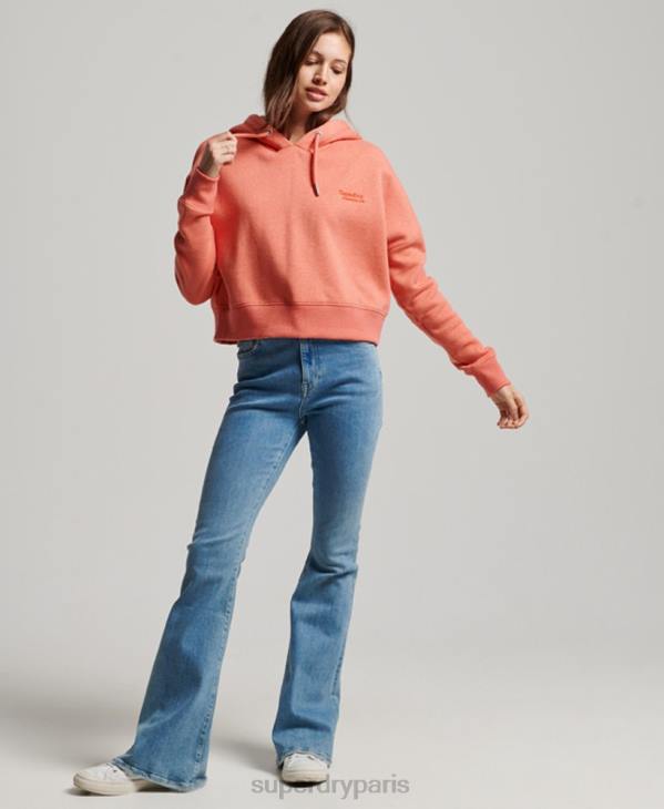 Superdry femmes sweat à capuche court à logo D64Z3366 vêtements corail