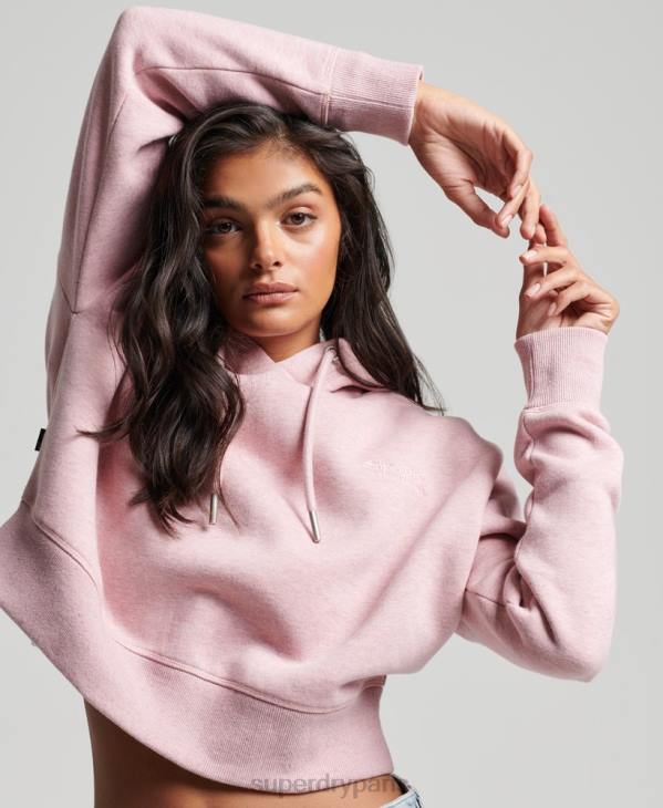 Superdry femmes sweat à capuche court à logo D64Z3430 vêtements rose