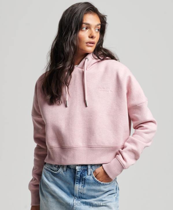 Superdry femmes sweat à capuche court à logo D64Z3430 vêtements rose