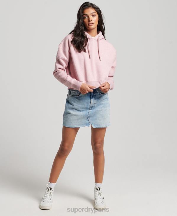 Superdry femmes sweat à capuche court à logo D64Z3430 vêtements rose