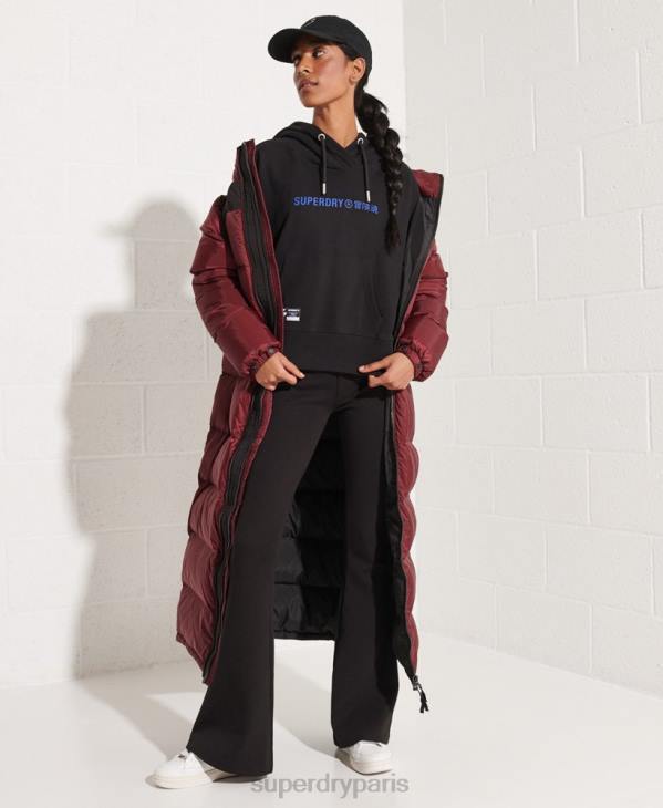 Superdry femmes sweat à capuche court à logo D64Z3470 vêtements noir