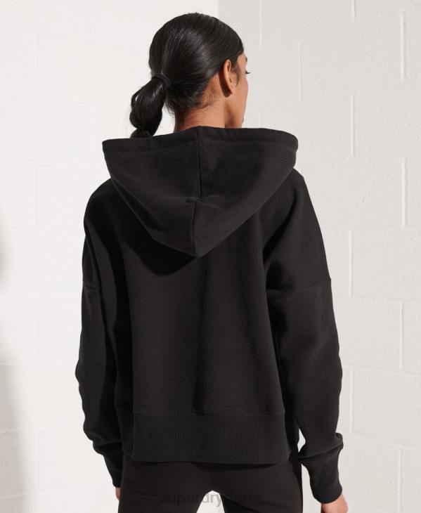 Superdry femmes sweat à capuche court à logo D64Z3470 vêtements noir
