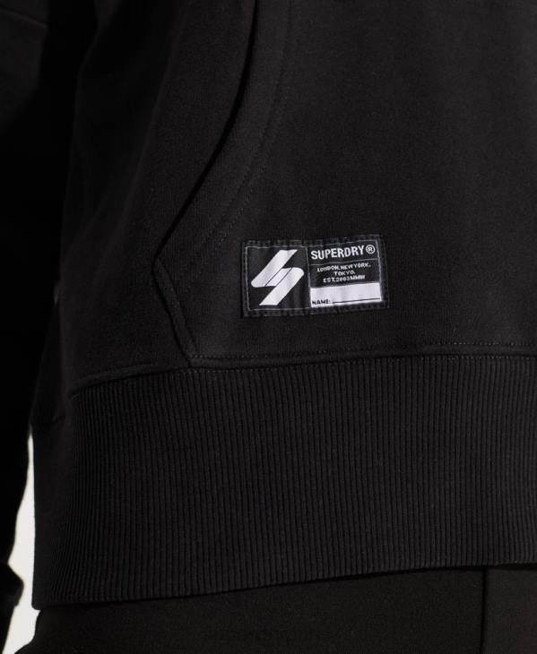 Superdry femmes sweat à capuche court à logo D64Z3470 vêtements noir