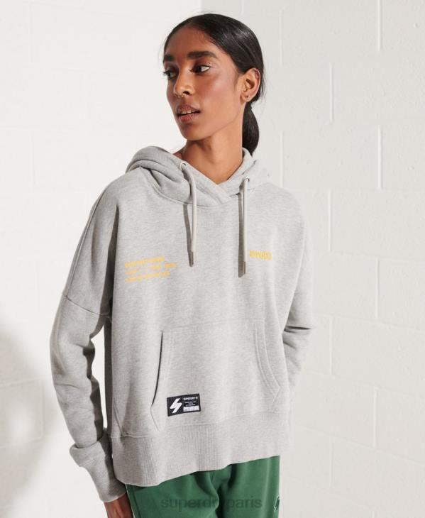 Superdry femmes sweat à capuche court à logo D64Z3480 vêtements gris