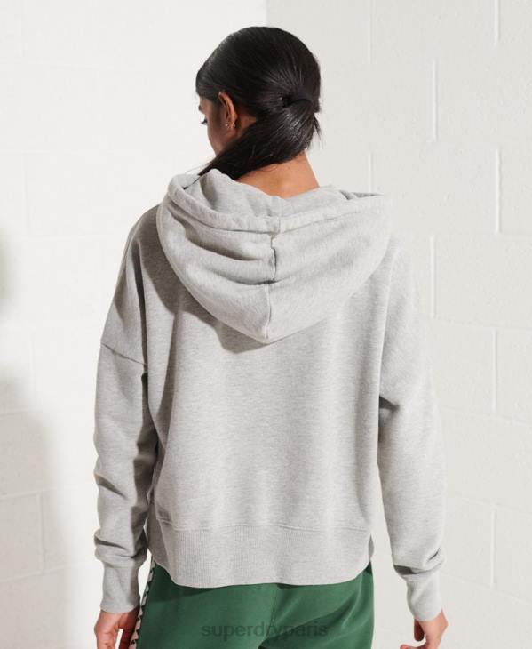 Superdry femmes sweat à capuche court à logo D64Z3480 vêtements gris
