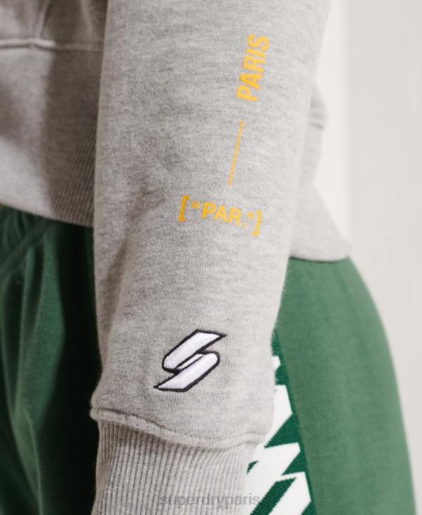 Superdry femmes sweat à capuche court à logo D64Z3480 vêtements gris