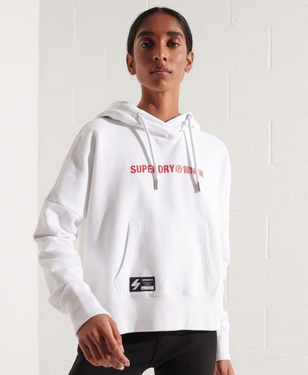 Superdry femmes sweat à capuche court à logo D64Z3483 vêtements blanc