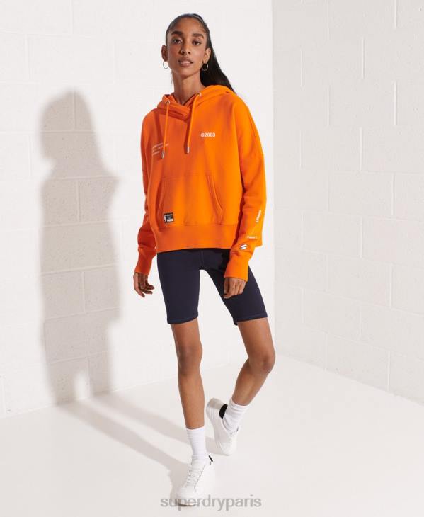 Superdry femmes sweat à capuche court à logo D64Z6145 vêtements orange