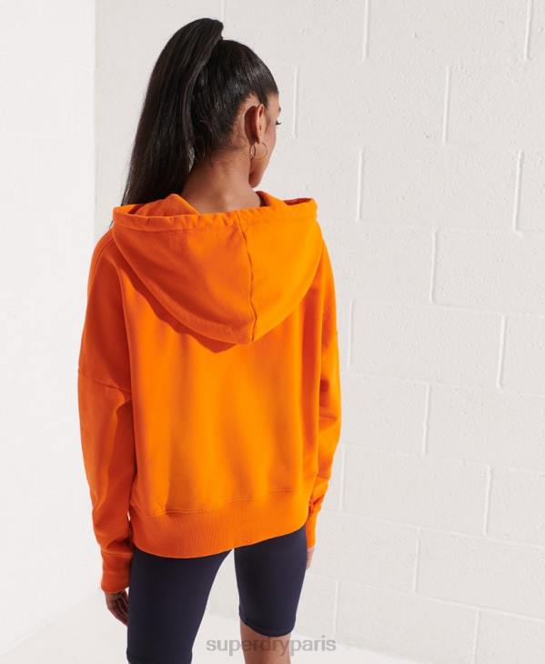 Superdry femmes sweat à capuche court à logo D64Z6145 vêtements orange