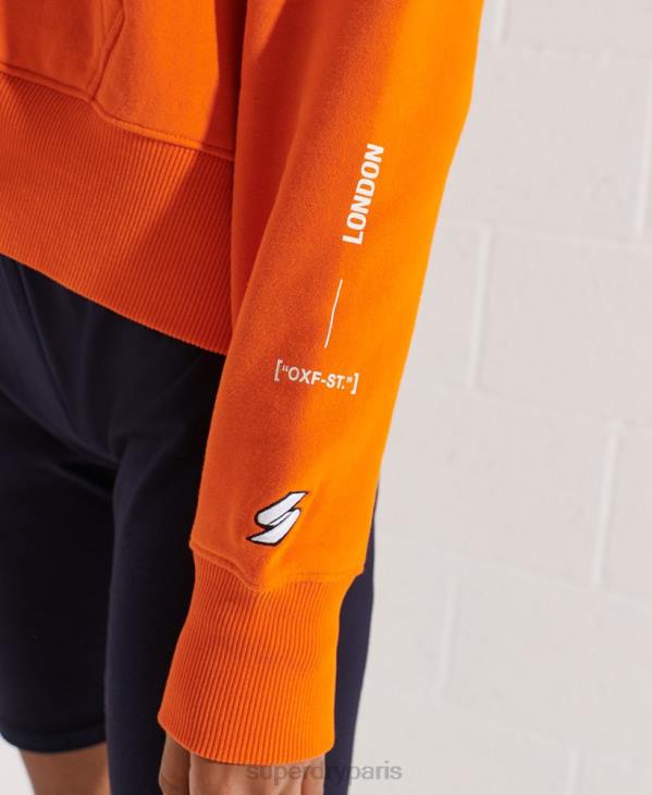 Superdry femmes sweat à capuche court à logo D64Z6145 vêtements orange