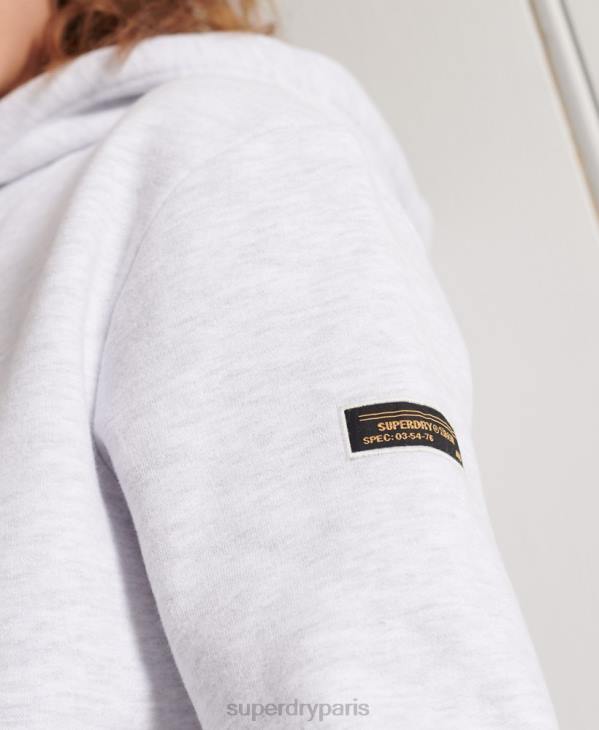 Superdry femmes sweat à capuche court à logo militaire D64Z3495 vêtements gris clair