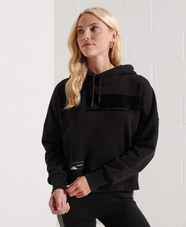 Superdry femmes sweat à capuche court noir sports de montagne D64Z6096 vêtements noir