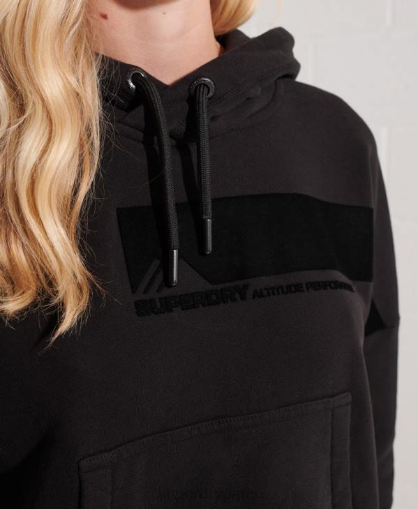 Superdry femmes sweat à capuche court noir sports de montagne D64Z6096 vêtements noir