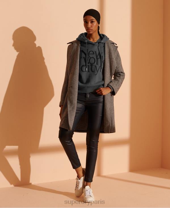 Superdry femmes sweat à capuche court nyc times D64Z6136 vêtements gris