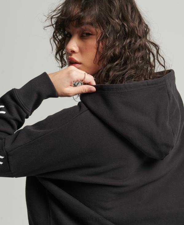 Superdry femmes sweat à capuche court sport D64Z3493 vêtements noir