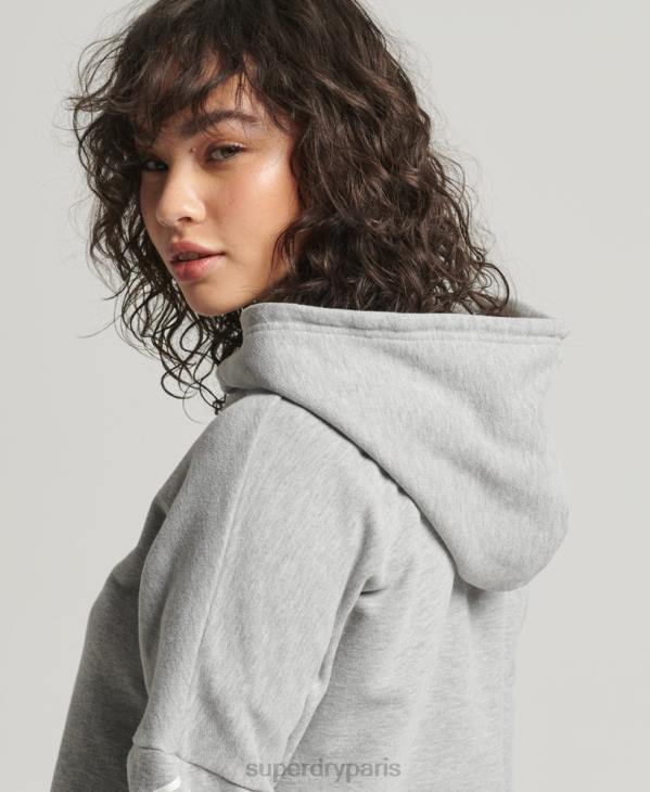 Superdry femmes sweat à capuche court sport D64Z5898 vêtements gris