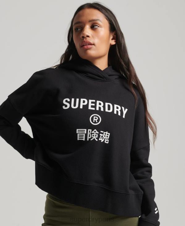 Superdry femmes sweat à capuche crop core sport D64Z2302 vêtements noir