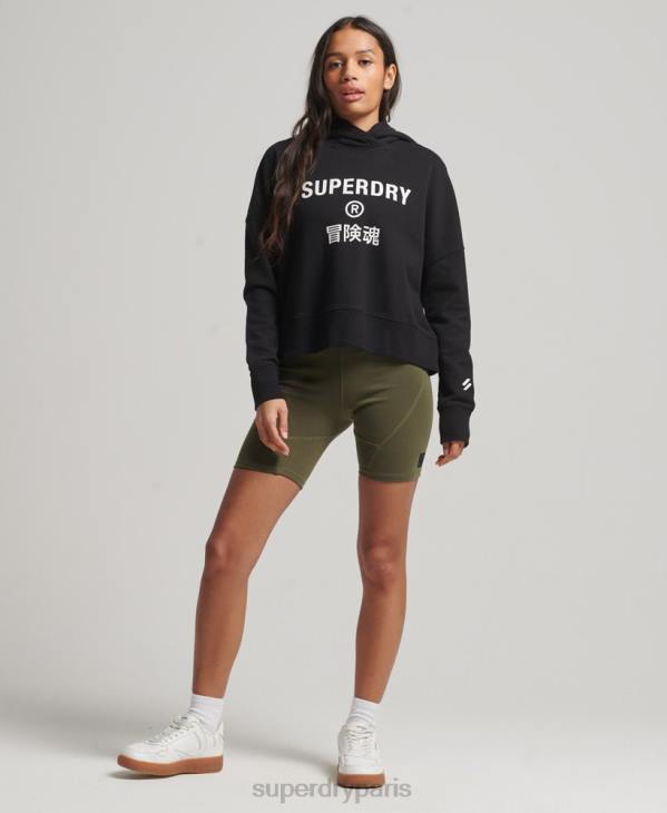 Superdry femmes sweat à capuche crop core sport D64Z2302 vêtements noir