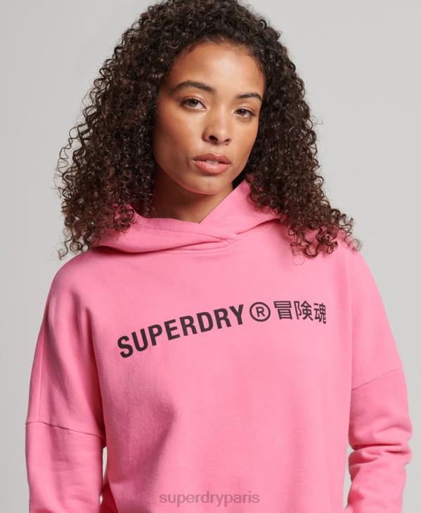Superdry femmes sweat à capuche crop core sport D64Z2303 vêtements rose