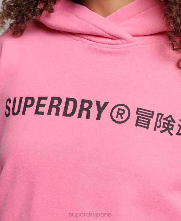 Superdry femmes sweat à capuche crop core sport D64Z2303 vêtements rose
