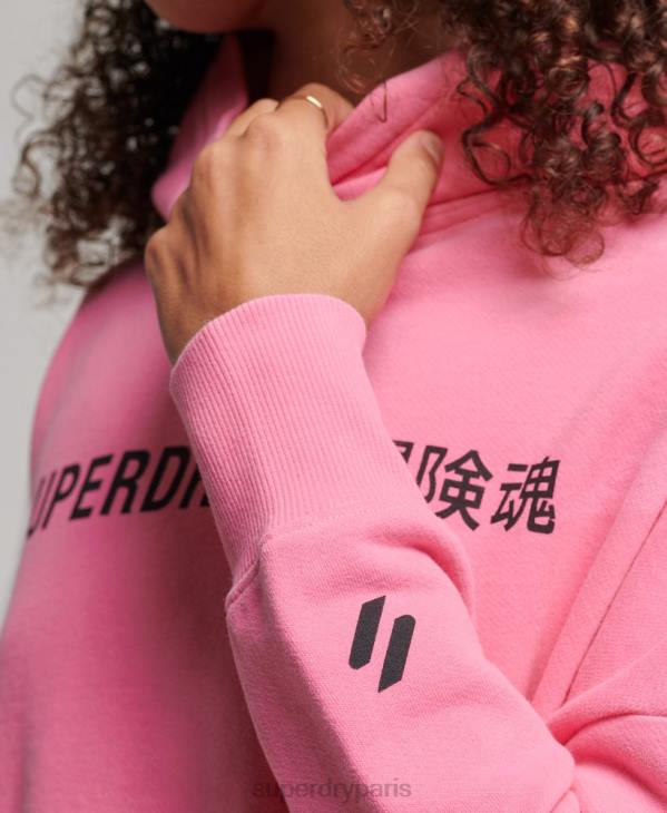 Superdry femmes sweat à capuche crop core sport D64Z2303 vêtements rose