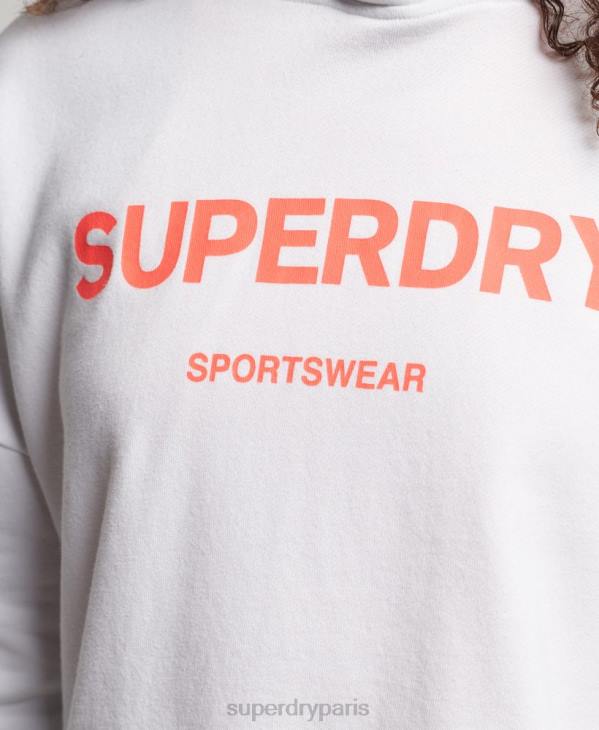 Superdry femmes sweat à capuche crop core sport D64Z3359 vêtements blanc