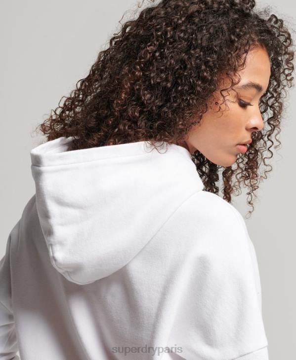 Superdry femmes sweat à capuche crop core sport D64Z3359 vêtements blanc