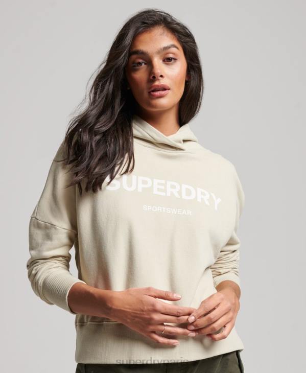 Superdry femmes sweat à capuche crop core sport D64Z3360 vêtements beige
