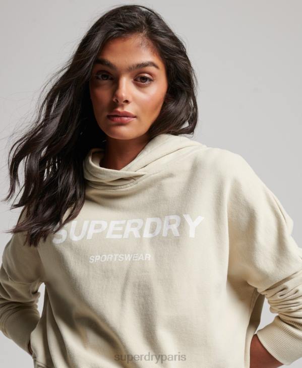 Superdry femmes sweat à capuche crop core sport D64Z3360 vêtements beige