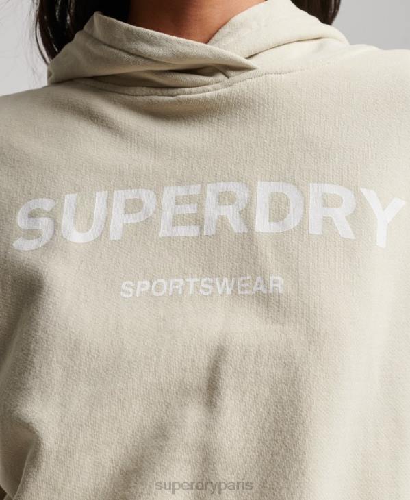 Superdry femmes sweat à capuche crop core sport D64Z3360 vêtements beige